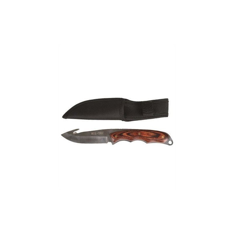 Nôž poľovnícky drevený s parákom Mil-Tec